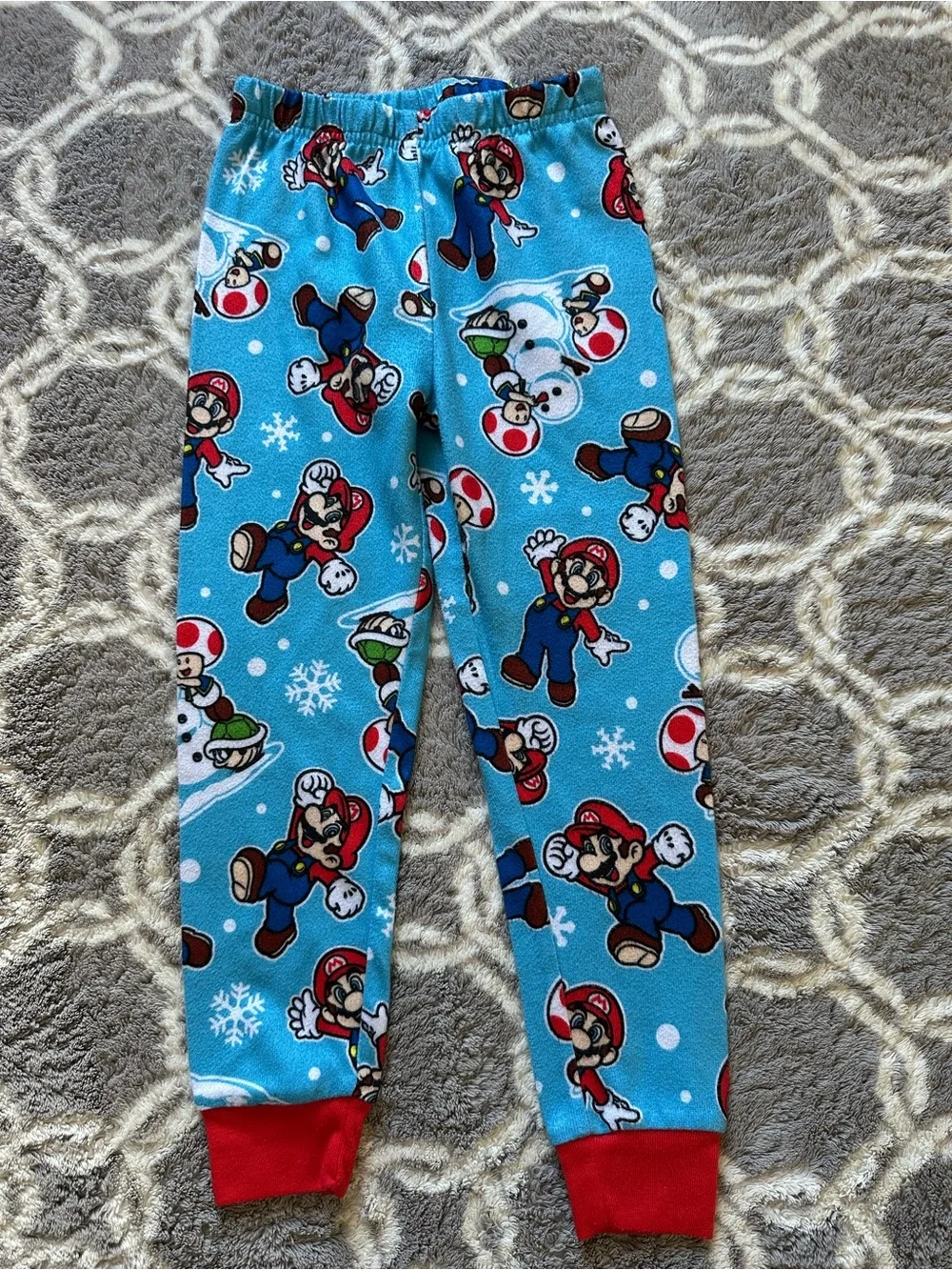 Nintendo Blue Super Mario & Toad Kids Pajama Set with Red Trim Size 4
